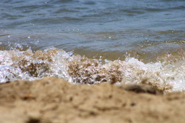 Waves hitting the beach in the Aegean Sea