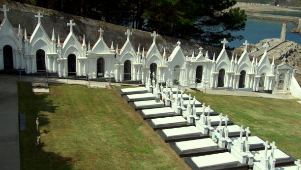 istock Beautiful white cemetery by the sea 1648542088