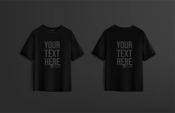 istock Black t-shirts with copy for brand and marketing. 1648552332