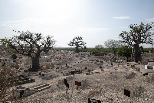 Mixed Muslim-Christian graveyard, built on an island largely made by shells in Joal-Fadiouth, Petite Cote, Senegal