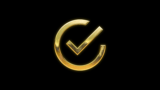 Check mark symbol icon gold golden