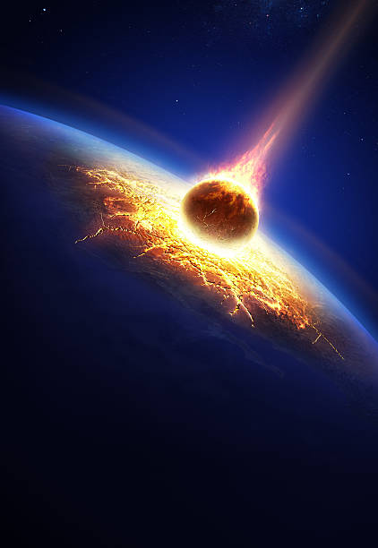 ziemi i planetoida zderzać się - judgement day exploding asteroid earth zdjęcia i obrazy z banku zdjęć
