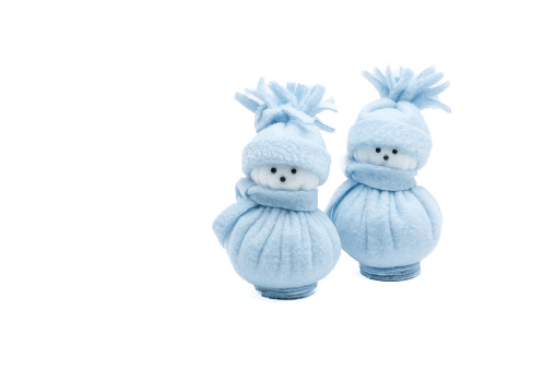 Two blue snowman figure with white background