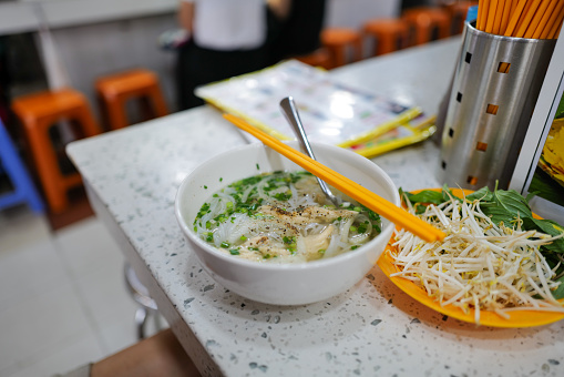 Vietnamese chicken rice noodle soup