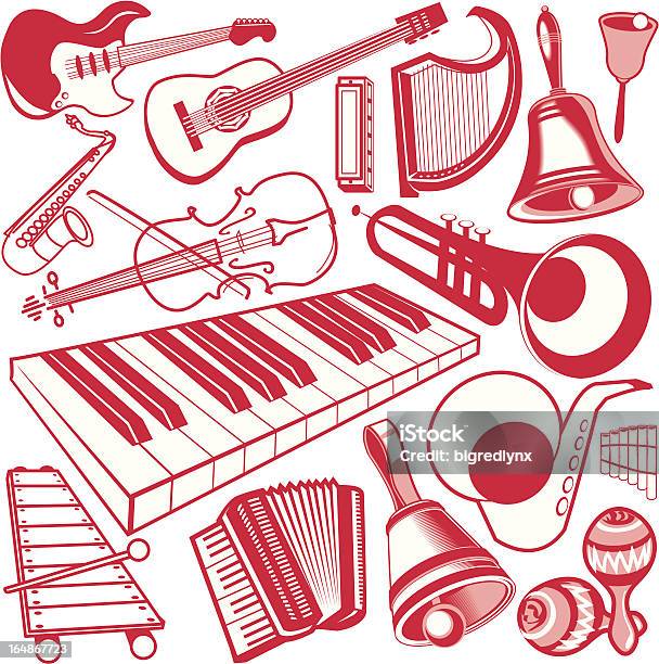 Elementos De Design De Instrumentos - Arte vetorial de stock e mais imagens de Acordeão - Instrumento - Acordeão - Instrumento, Arte, Cultura e Espetáculo, Clip Art