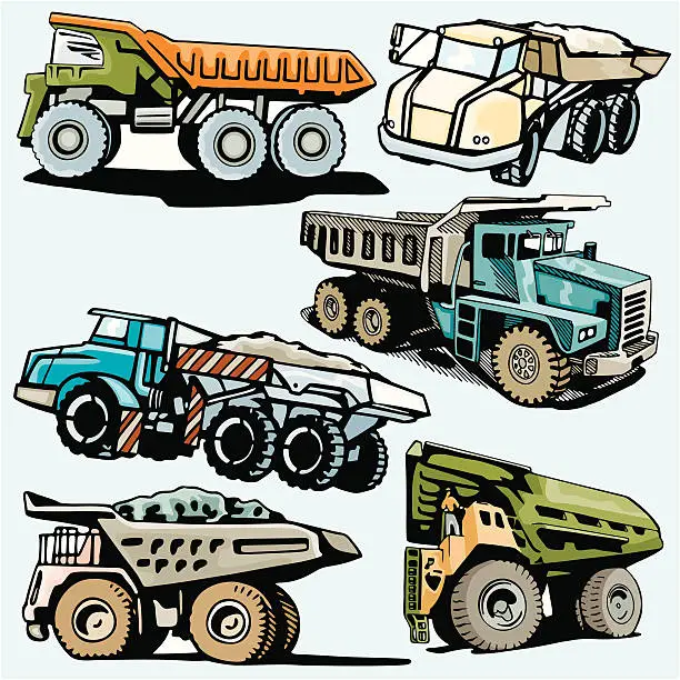 Vector illustration of Truck Illustrations XV: Construction Trucks (Vector)