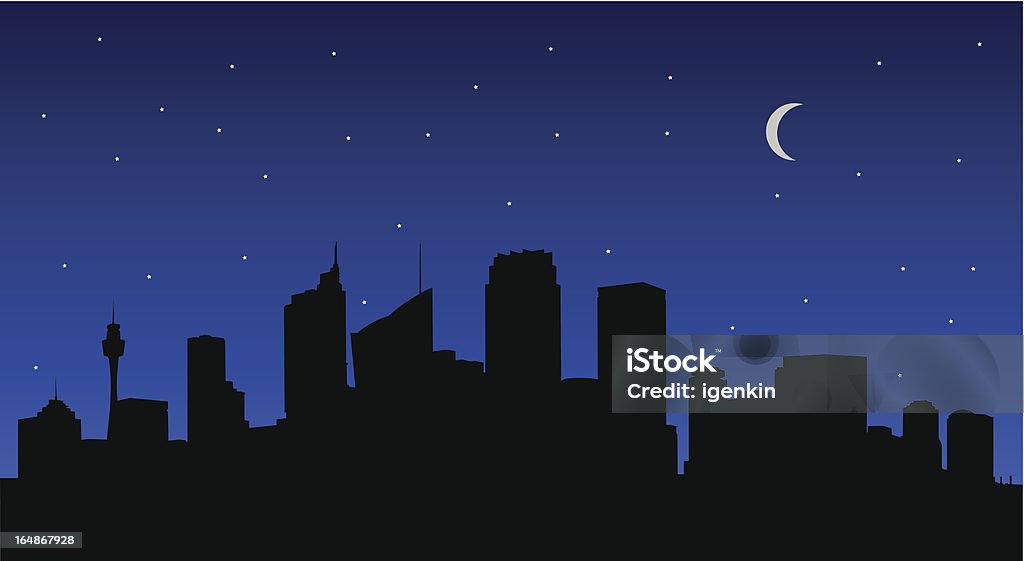 Skyline der Stadt bei Nacht (Vektor - Lizenzfrei Sydney Vektorgrafik