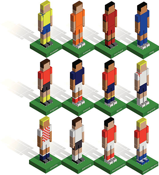 isometric sports | european soccer vector art illustration