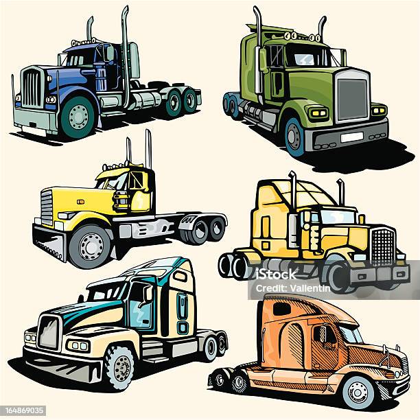 Camião Ilustrações Xxviii Estrada De Camiões Vector - Arte vetorial de stock e mais imagens de Camião Articulado
