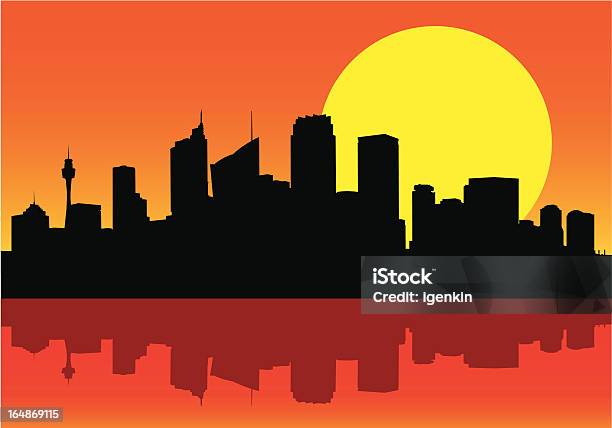 City Skyline Ao Amanhecer Vector - Arte vetorial de stock e mais imagens de Silhueta - Silhueta, Sydney, Amanhecer