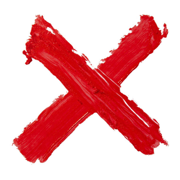marque x peinte à partir de rouge à lèvres rouge - écriture non photos et images de collection