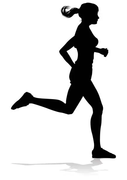 Vector illustration of Silhouette Runner Woman Sprinter or Jogger Person