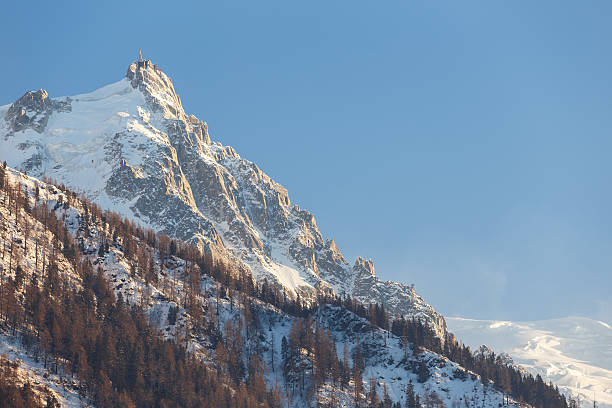 Aiguille du Midi mountain peak in Chamonix stock photo