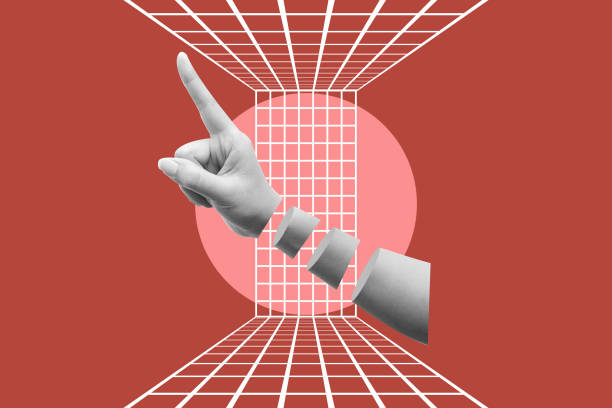 istock Hand pointing finger. Contemporary art 1648738141