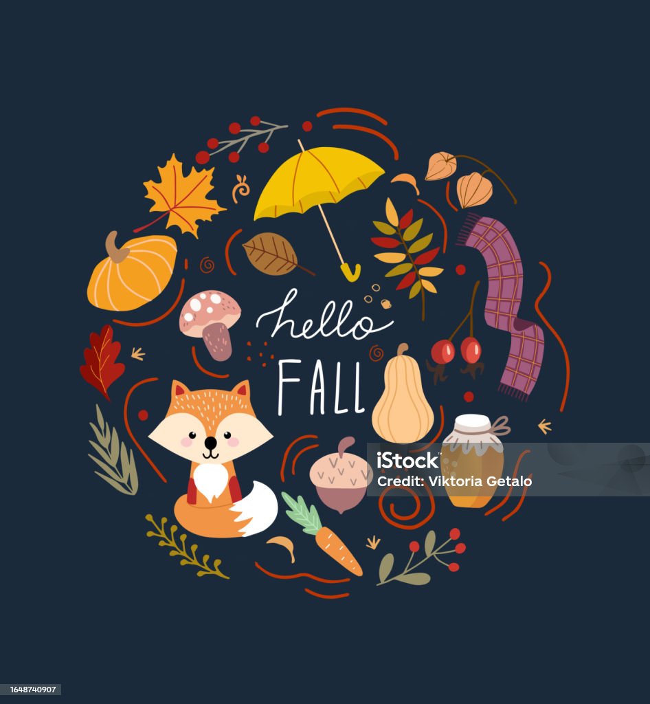 Abstract Fall Image Vector Vector Abstract Autumn Set Stock Illustration - Download Image Now ...