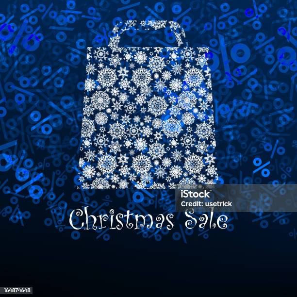 Christmas Sale Card With Shopping Bag Eps 8 — стоковая векторная графика и другие изображения на тему Зима - Зима, Фоновые изображения, Хозяйственная сумка