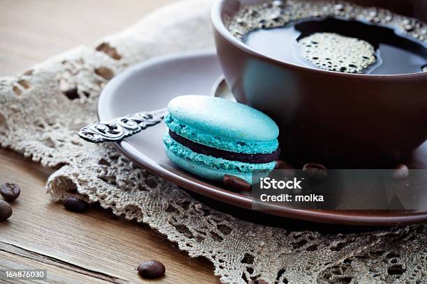 Coffee With Macaroons Stock Photo - Download Image Now - Black Color, Brown, Close-up