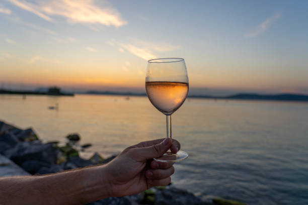 istock drinking wine next to lake Balaton at sunset in Balatonlelle 1648762225
