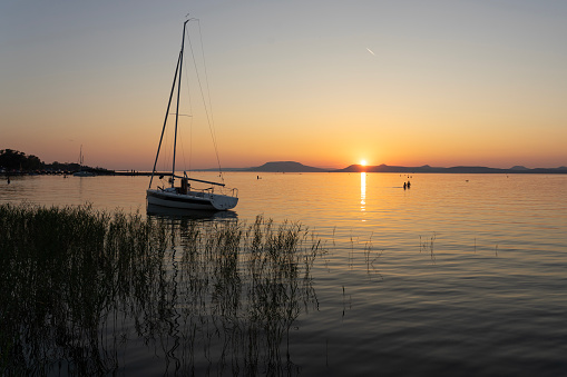 Beautiful sundown during a boat trip.