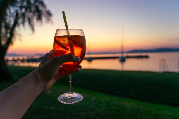 istock Drinking cocktail in a stylish restaurant next to lake Balaton 1648763857