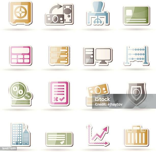 Банк Business Finance And Office Icons — стоковая векторная графика и другие изображения на тему Банк - Банк, Без людей, Безопасность