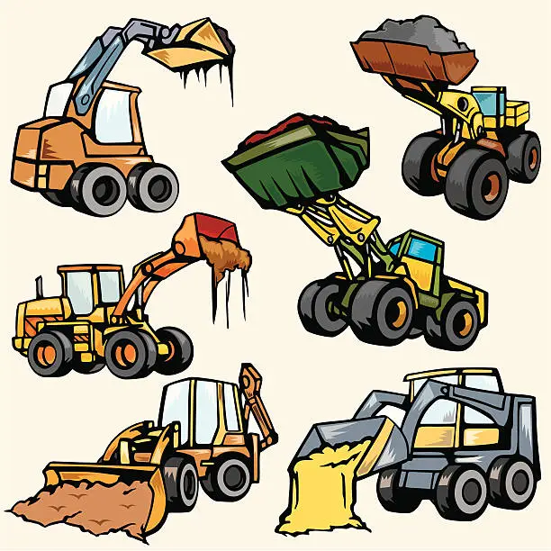 Vector illustration of Earth Moving Vehicle Illustrations (Vector)