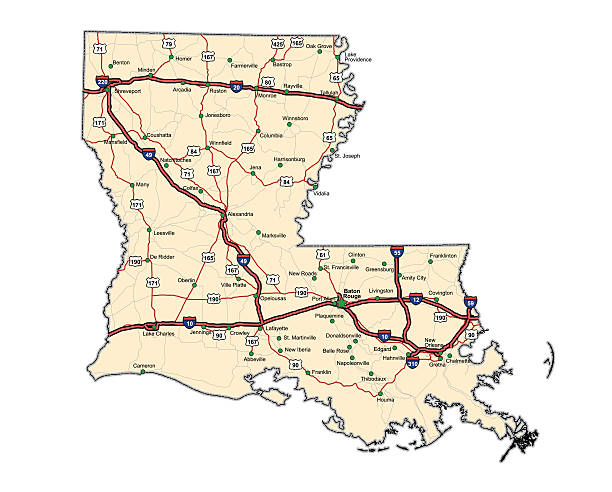 Louisiana Highway Map (vector) vector art illustration