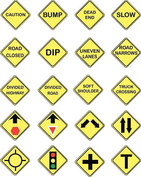 Vector illustration of US Road Signs