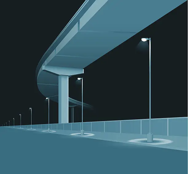 Vector illustration of Blue Overpass