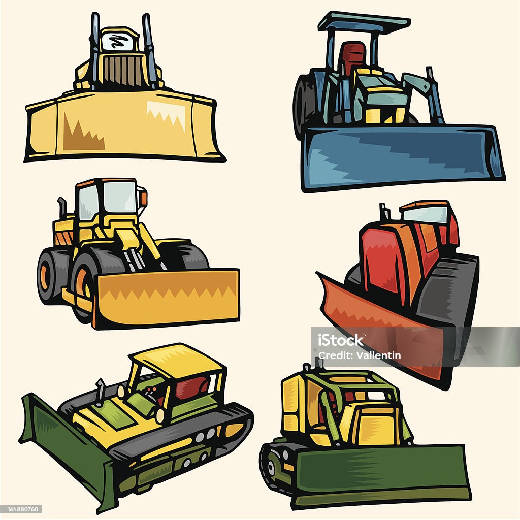 Earth Moving Vehicle Illustrations (Vector) A set of 6 vector illustrations of bulldozer vehicles. Illustration stock vector