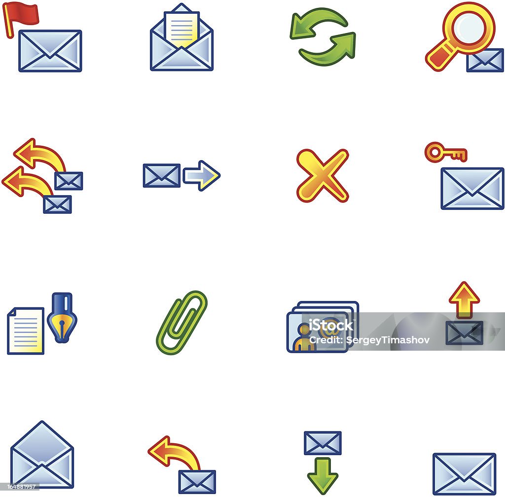 Kolorowe ikony e-mail - Grafika wektorowa royalty-free (Akta)