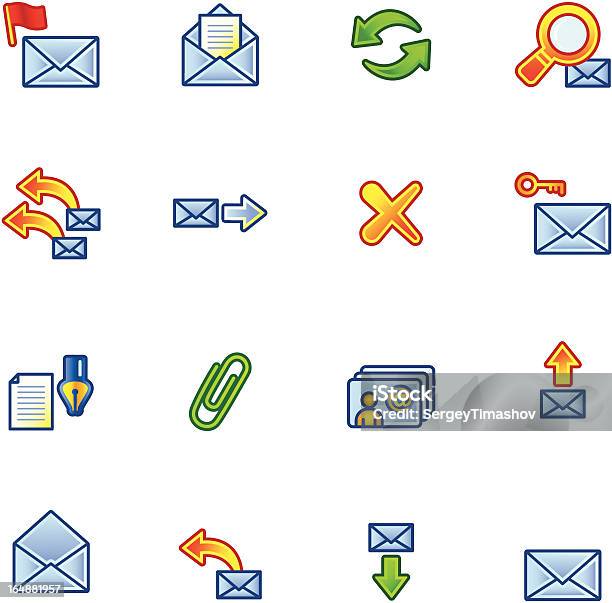 Kolorowe Ikony Email - Stockowe grafiki wektorowe i więcej obrazów Akta - Akta, Część serii, Dane