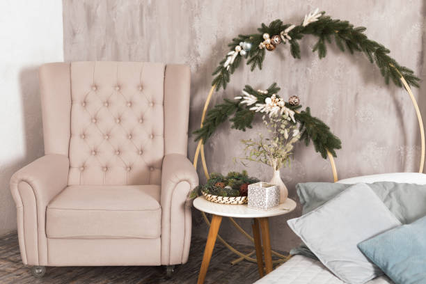 istock Modern bedroom with Christmas decorations 1648819727