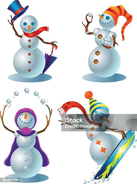 Carácter De Design Coleção 015 Bonecos De Neve - Arte vetorial de stock e mais imagens de Adulto - Adulto, Amizade, Banda desenhada - Produto Artístico