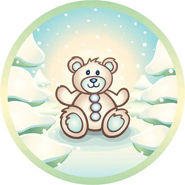 Vector illustration of Teddy Bear Winter