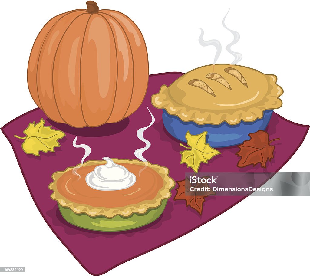 Thanksgiving Pies "Full color illustration of yummy pies for Thanksgiving. This zip file also includes, ai. eps, jpg. The jpg can be open in any photo program." Baking stock vector
