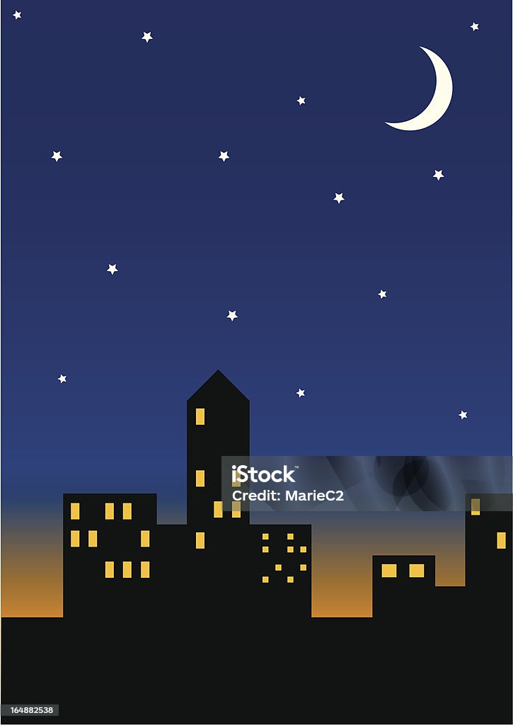 Stadt bei Nacht (ZIP-Datei enthält eps, jpeg-Versionen - Lizenzfrei Außenaufnahme von Gebäuden Vektorgrafik