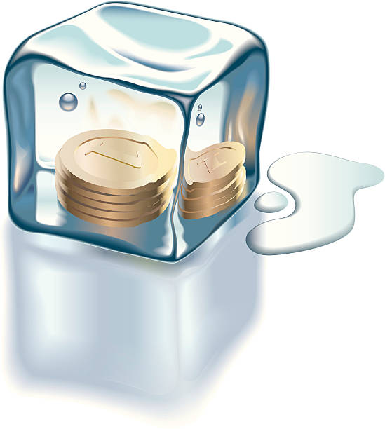 замороженные денег - frozen currency finance ice stock illustrations
