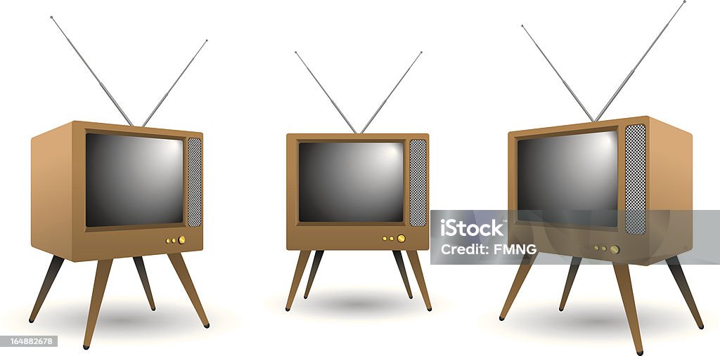 Телевизор с плоским экраном - Векторная гр�афика Антиквариат роялти-фри