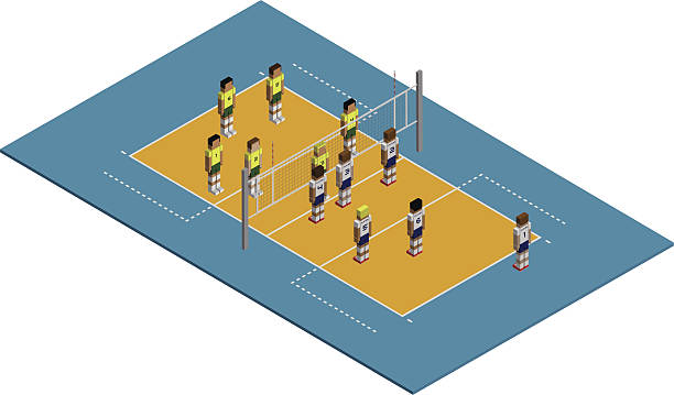 isometric sports | volleyball vector art illustration