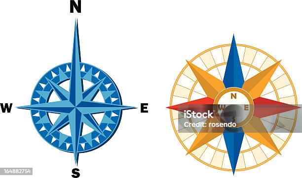 Два Компас Роз — стоковая векторная графика и другие изображения на тему Без людей - Без людей, Векторная графика, Восток
