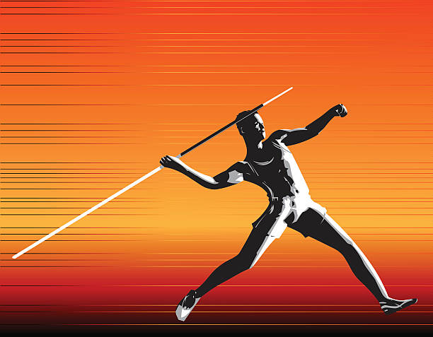 illustrazioni stock, clip art, cartoni animati e icone di tendenza di lancio del giavellotto - javelin