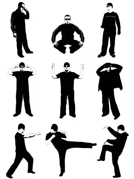 Vector illustration of Male Models Silhouettes