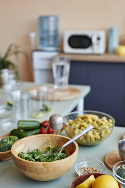 istock Kitchen setting with healthy food and ingredients on kitchen counter 1648838673