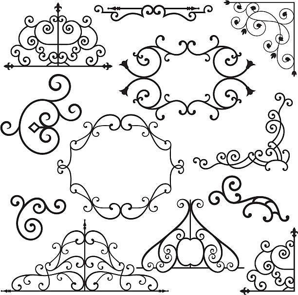 Wrought Iron Ornament Series A set of 12 exquisitive and very clean ornamental designs. wrought iron stock illustrations