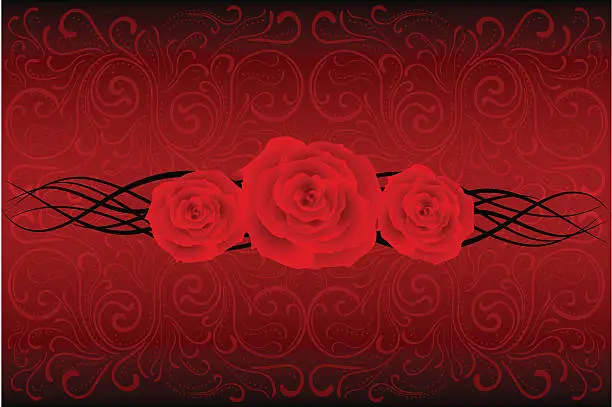 Vector illustration of Black swirl roses