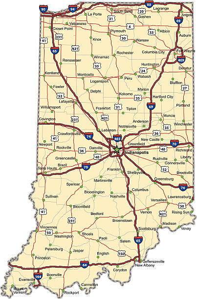 Indiana Highway Map vector art illustration