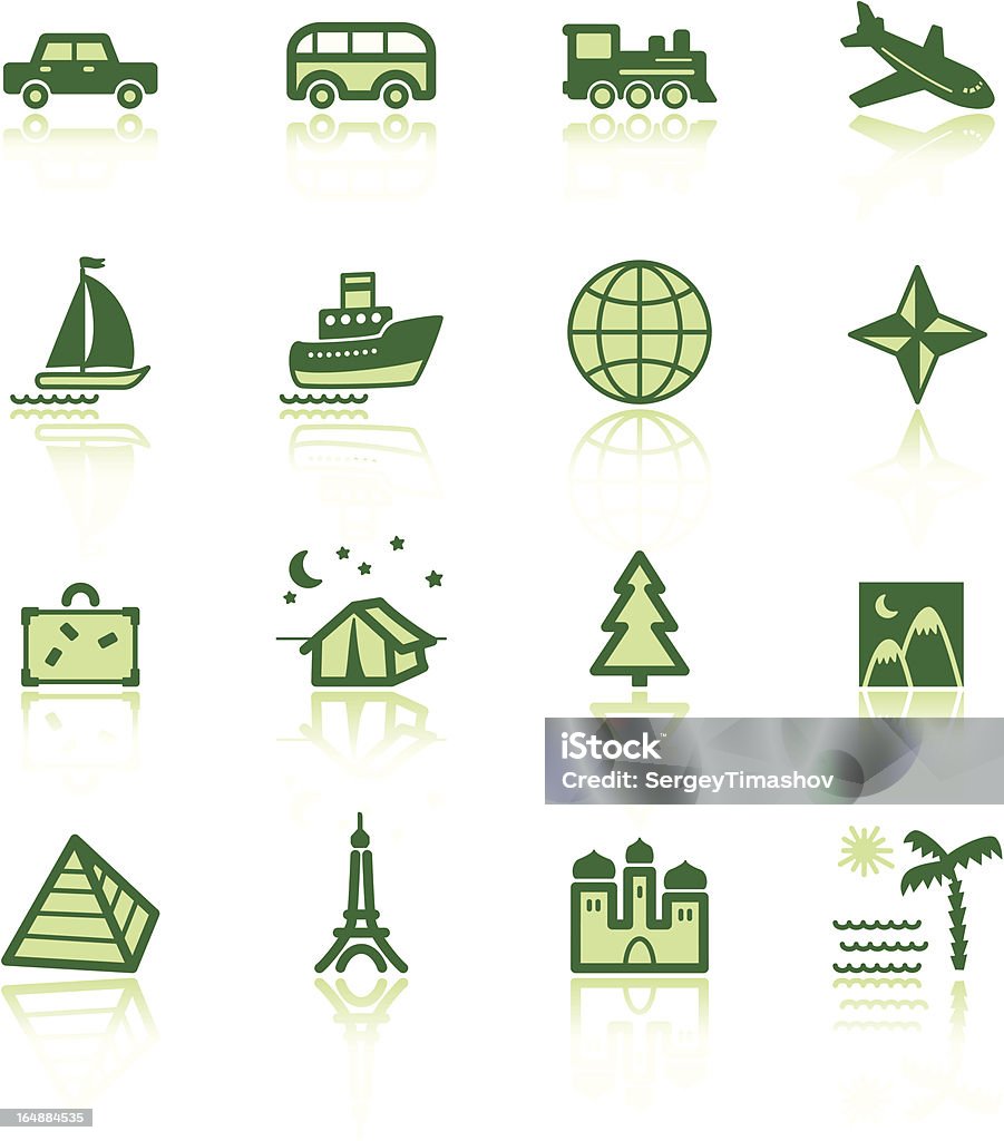 Verde iconos de viajes - arte vectorial de Asia libre de derechos
