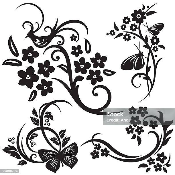 Floral Design Series Chinese Style Stock Illustration - Download Image Now - Bird, Flourish - Art, Art