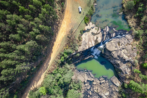 Aerial view of the Karkloof Falls in Howick, South Africa, Africa